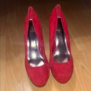 Bakers Bold Red Suede Heels